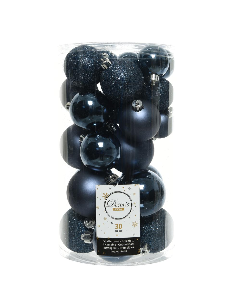 Set palline di Natale infrangibili Mona 30 pz, Blu, Set in varie misure