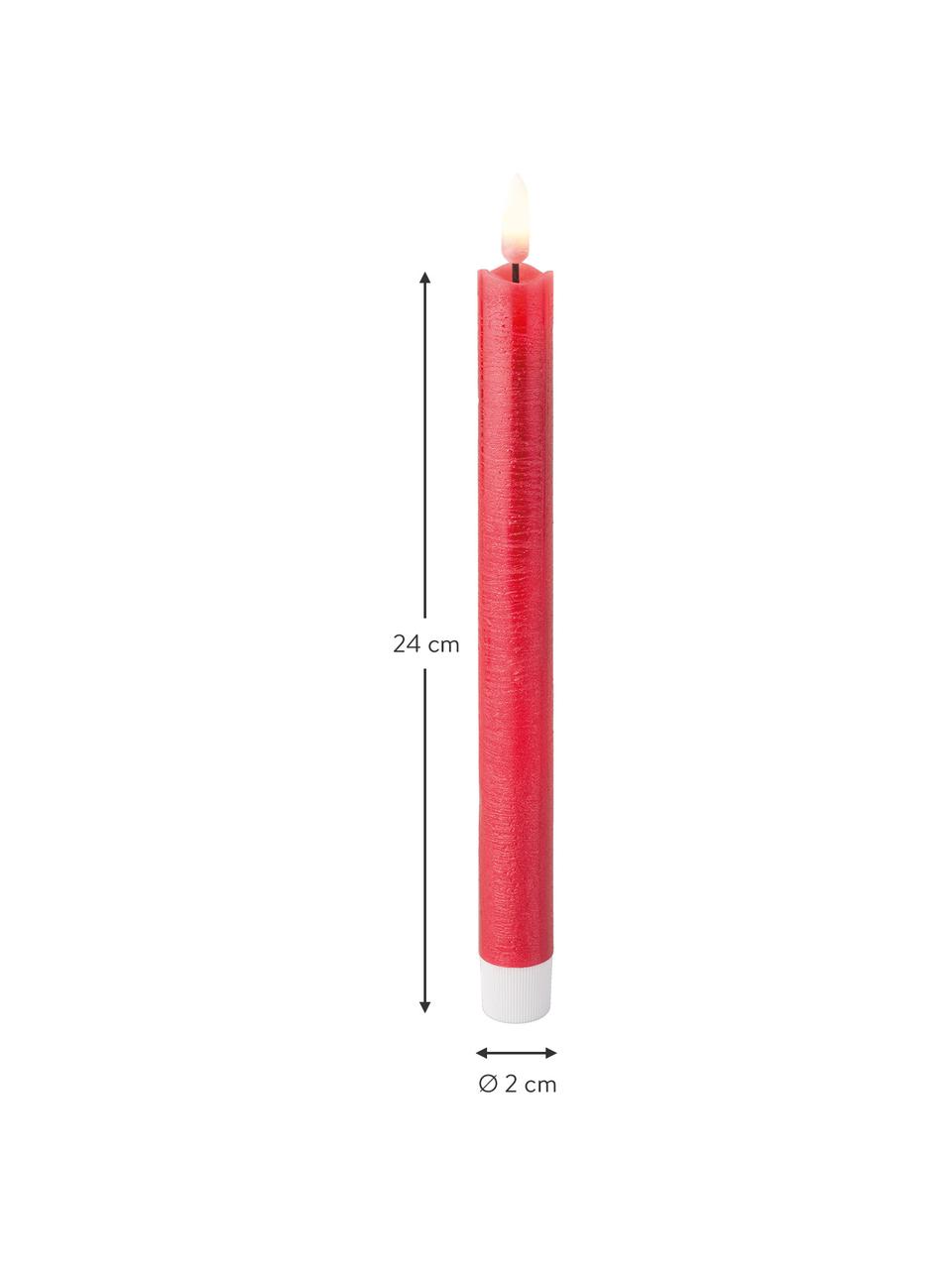 Stolní LED svíčky Bonna, 2 ks, Vosk, Červená, Ø 2 cm, V 24 cm