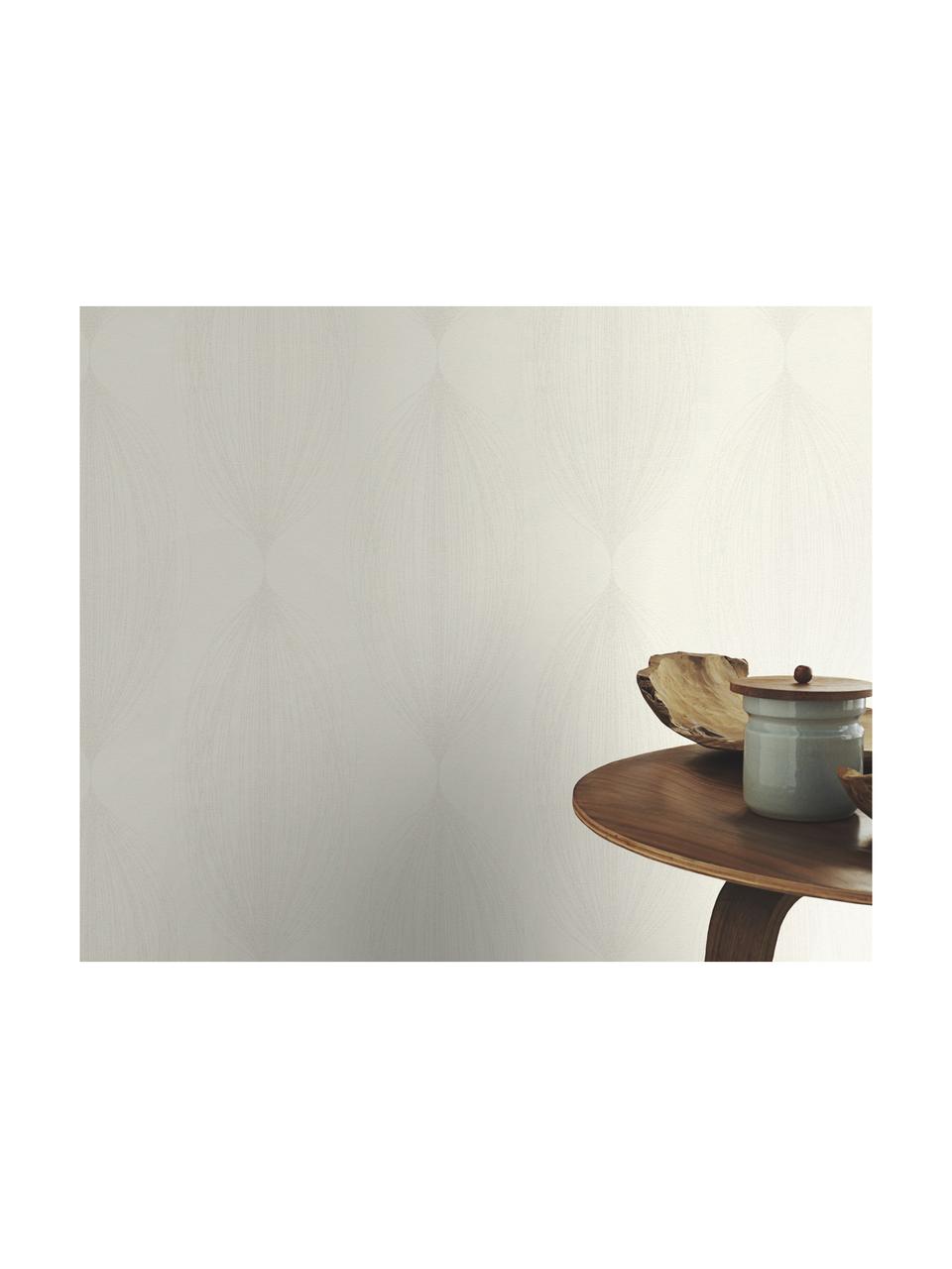 Behang Baloon, Vlies, Wit, zilverkleurig, glanzend, 53 x 1005 cm