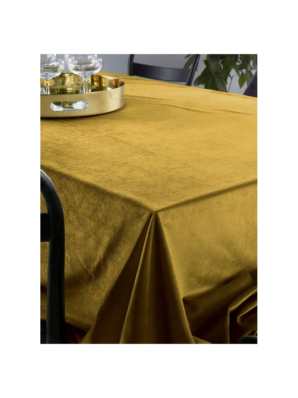 Nappe en velours Simone, Jaune moutarde