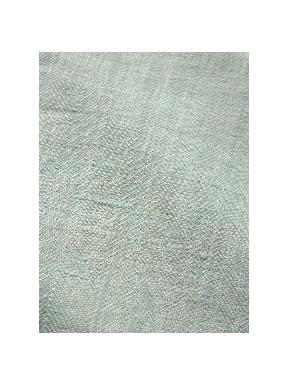 Linnen servetten Audra met visgraatpatroon, 6 stuks, 100% linnen, Groen, beige, B 46 x L 46 cm
