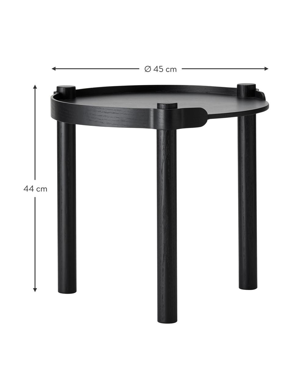 Table d'appoint ronde en bois de chêne Woody, Bois de chêne, certifié FSC, Bois de chêne, noir laqué, Ø 45 x haut. 44 cm