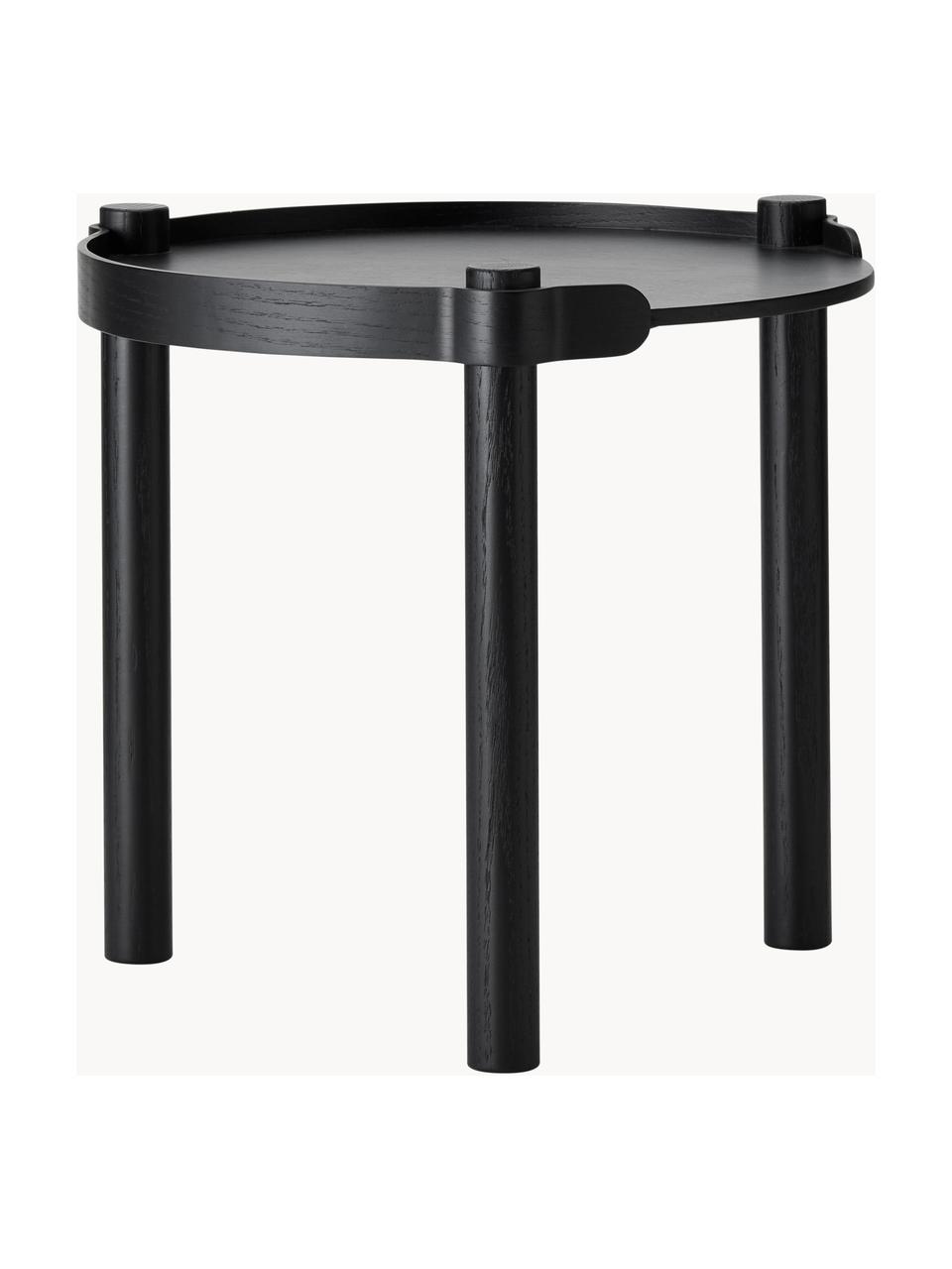 Table d'appoint ronde en bois de chêne Woody, Bois de chêne, certifié FSC, Bois de chêne, noir laqué, Ø 45 x haut. 44 cm