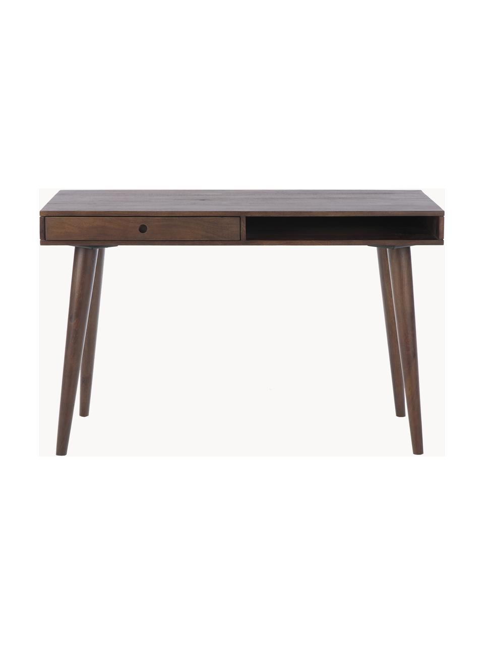 Schreibtisch Tova aus Massivholz mit Schublade, Mangoholz, massiv, lackiert (FSC-zertifiziert), Mangoholz, B 117 x T 60 cm