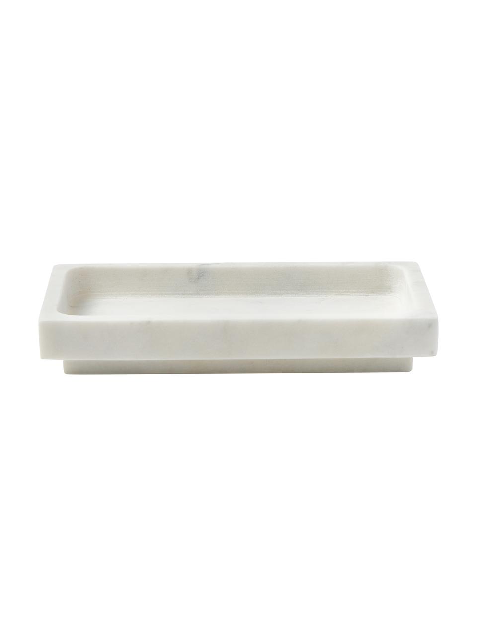Portasapone in marmo Simba, Marmo, Bianco marmorizzato, Larg. 18 x Alt. 3 cm