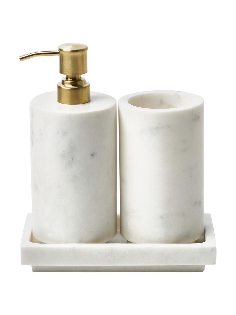 Porte-savon en marbre Simba, Marbre, Blanc, marbré, larg. 18 x haut. 3 cm