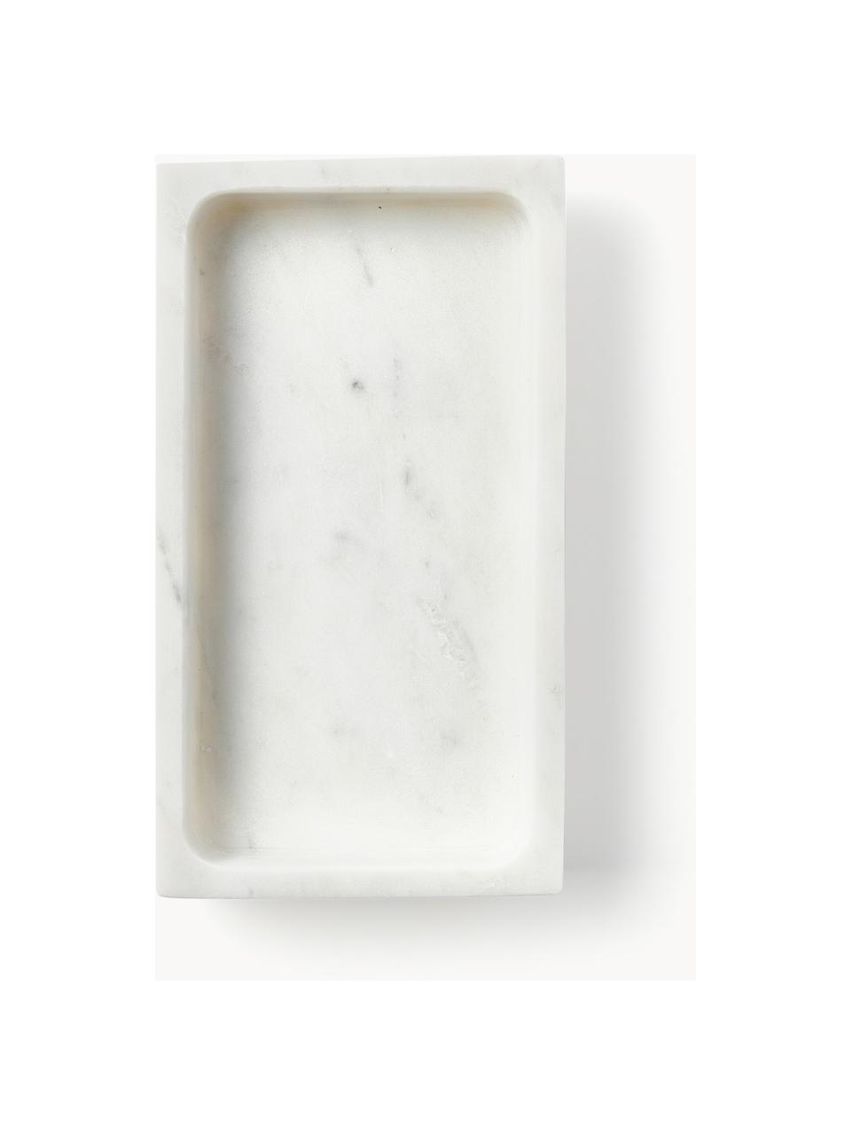 Portasapone in marmo Simba, Marmo, Bianco marmorizzato, Larg. 18 x Alt. 3 cm