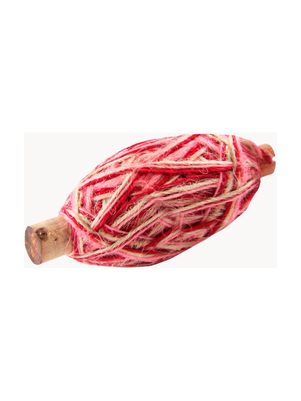 Geschenkdraad Flaxcord L 5000 cm, Jute, Lichtbruin, roze, rood, L 5000 cm