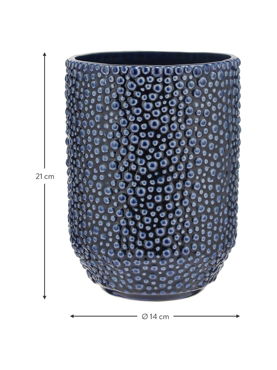 Vase en céramique Ozean, Céramique, Bleu, Ø 14 x haut. 21 cm