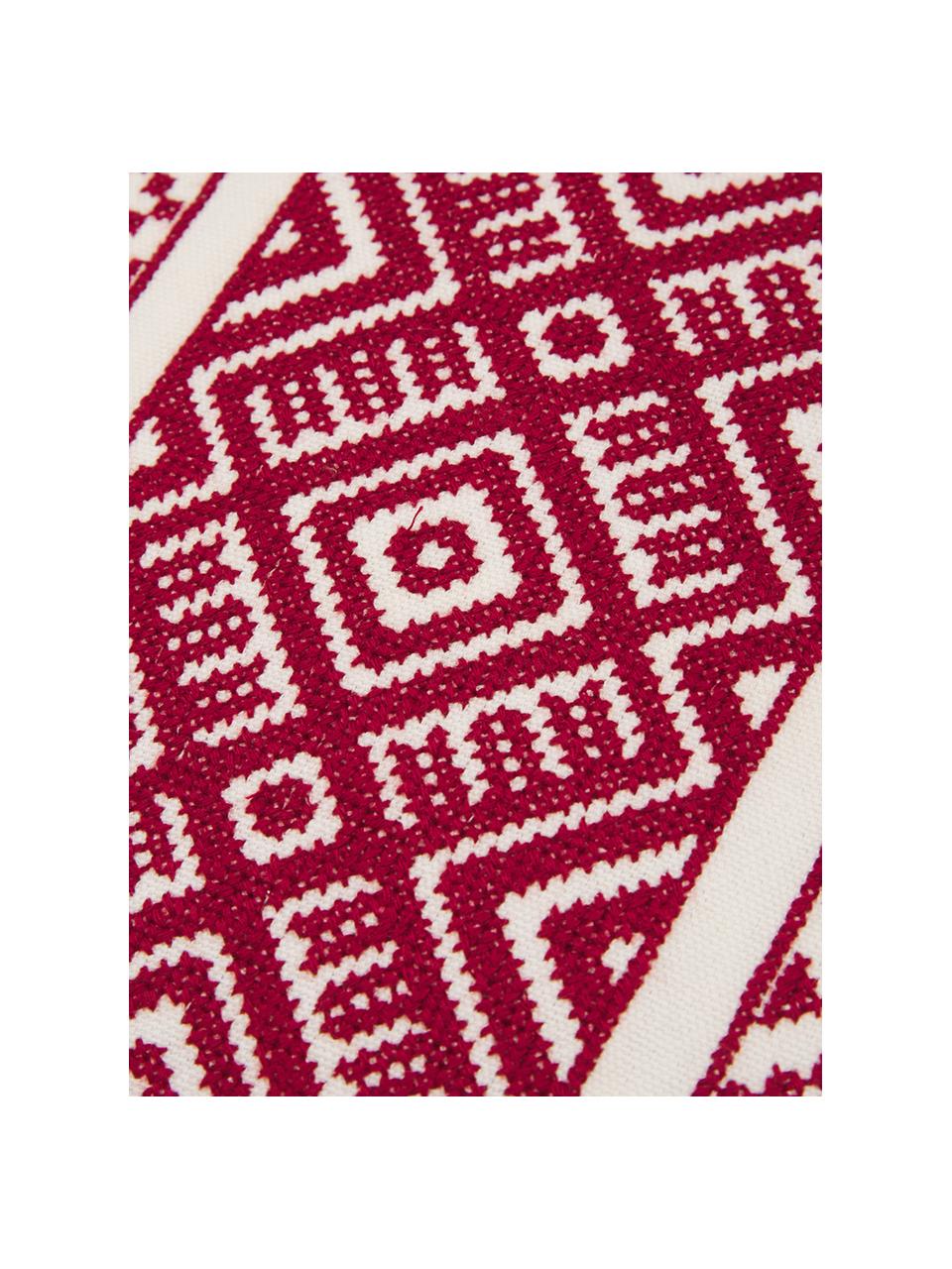 Haftowana poszewka na poduszkę Islay, 100% bawełna, Czerwony, kremowobiały, S 45 x D 45 cm