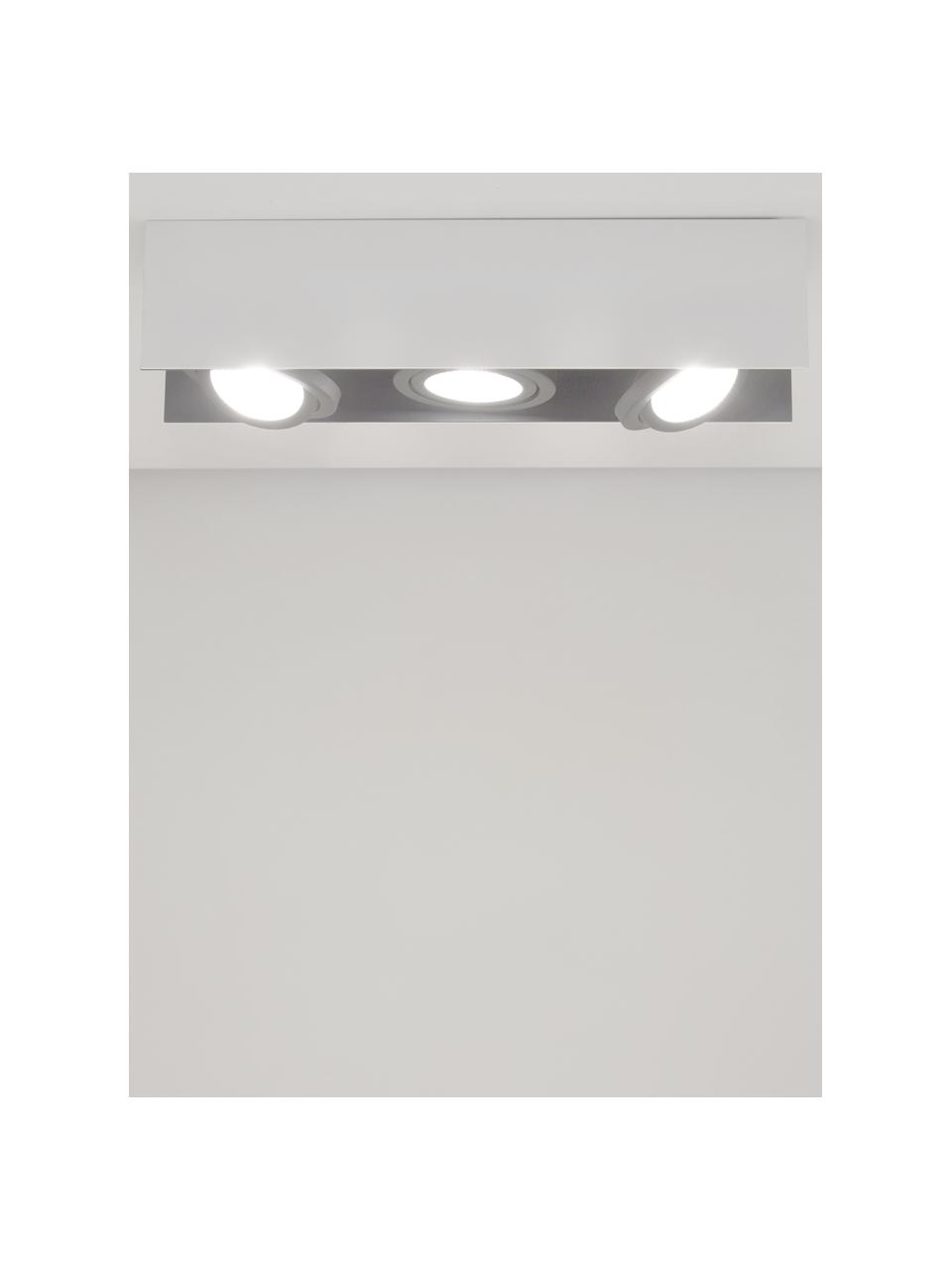 LED plafondspot Vidago in wit, Frame: gelakt staal, Lampenkap: gecoat aluminium, Wit, zwart, 47 x 11 cm