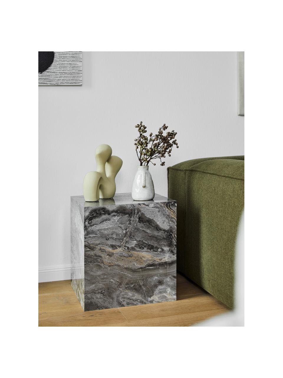Table d'appoint aspect marbre Lesley, Panneau en fibres de bois à densité moyenne (MDF), enduit feuille mélaminée, Gris, marbré, brillant, larg. 45 x haut. 50 cm