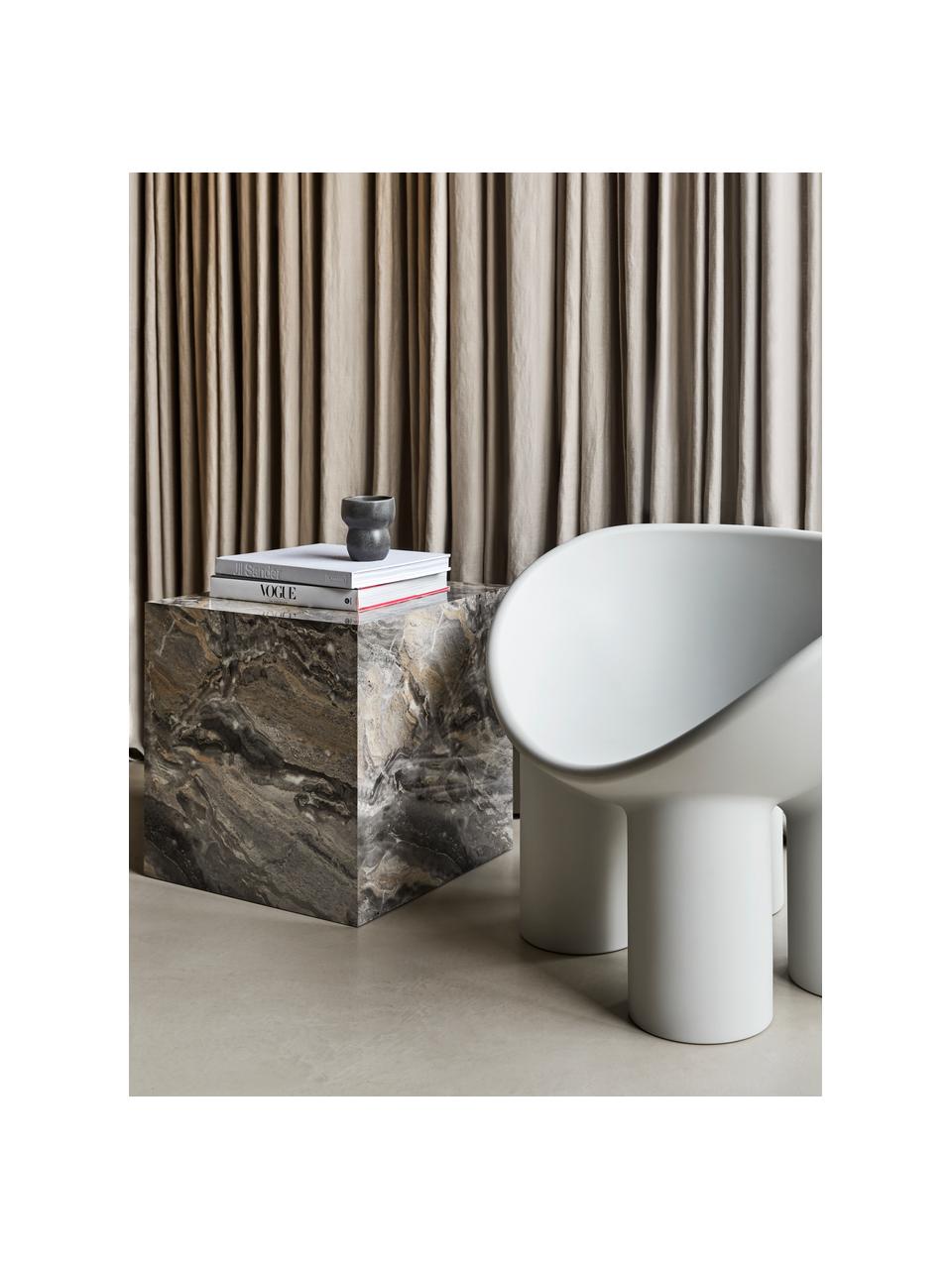 Tavolino effetto marmo Lesley, Pannello di fibra a media densità (MDF) rivestito con lamina di melamina, Grigio, Larg. 45 x Alt. 50 cm