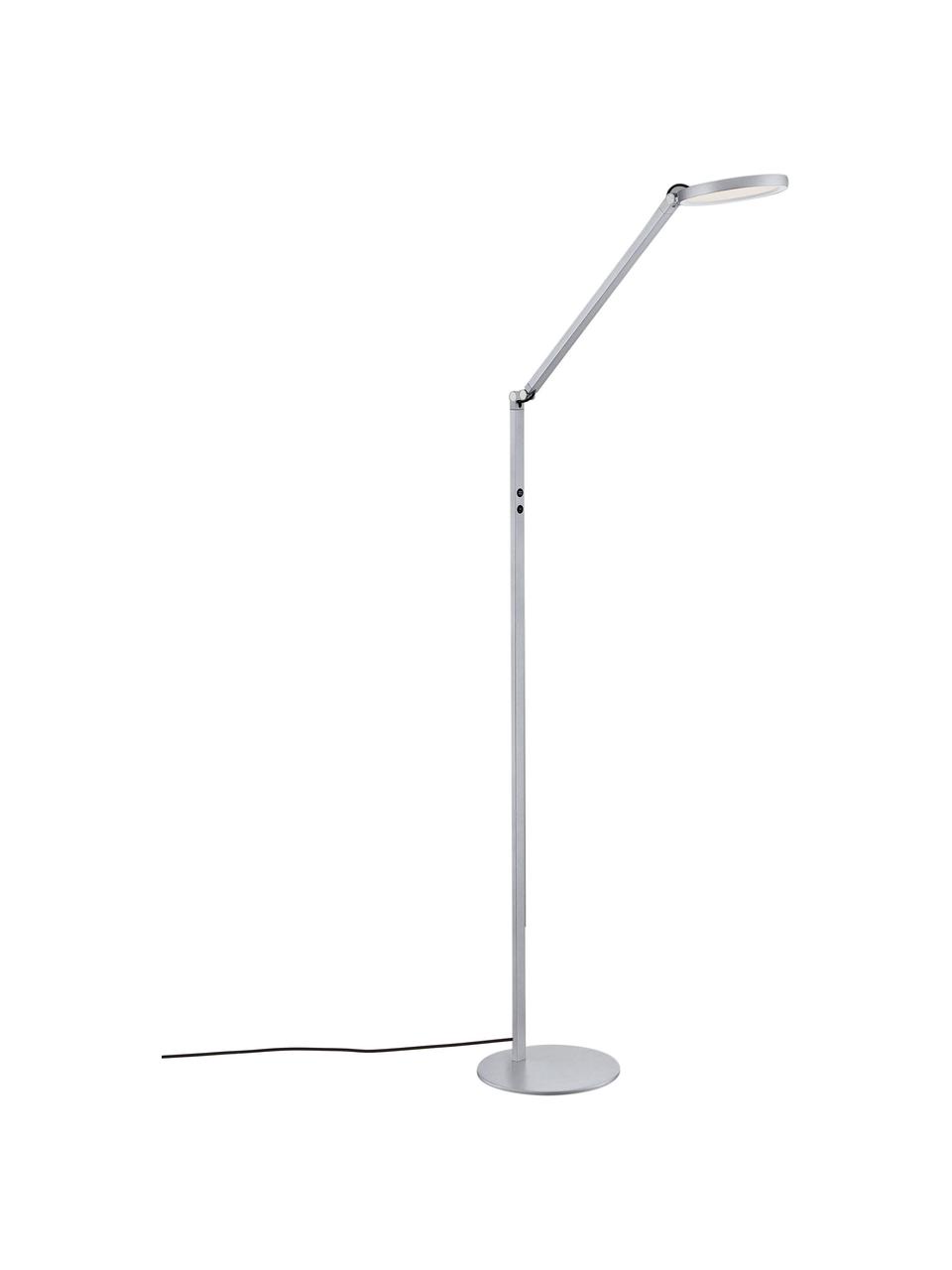 Dimbare LED leeslamp Regina, Lampenkap: metaal, methacrylaat, Lampvoet: metaal, Diffuser: kunststof, Zilverkleurig, 60 x 160 cm