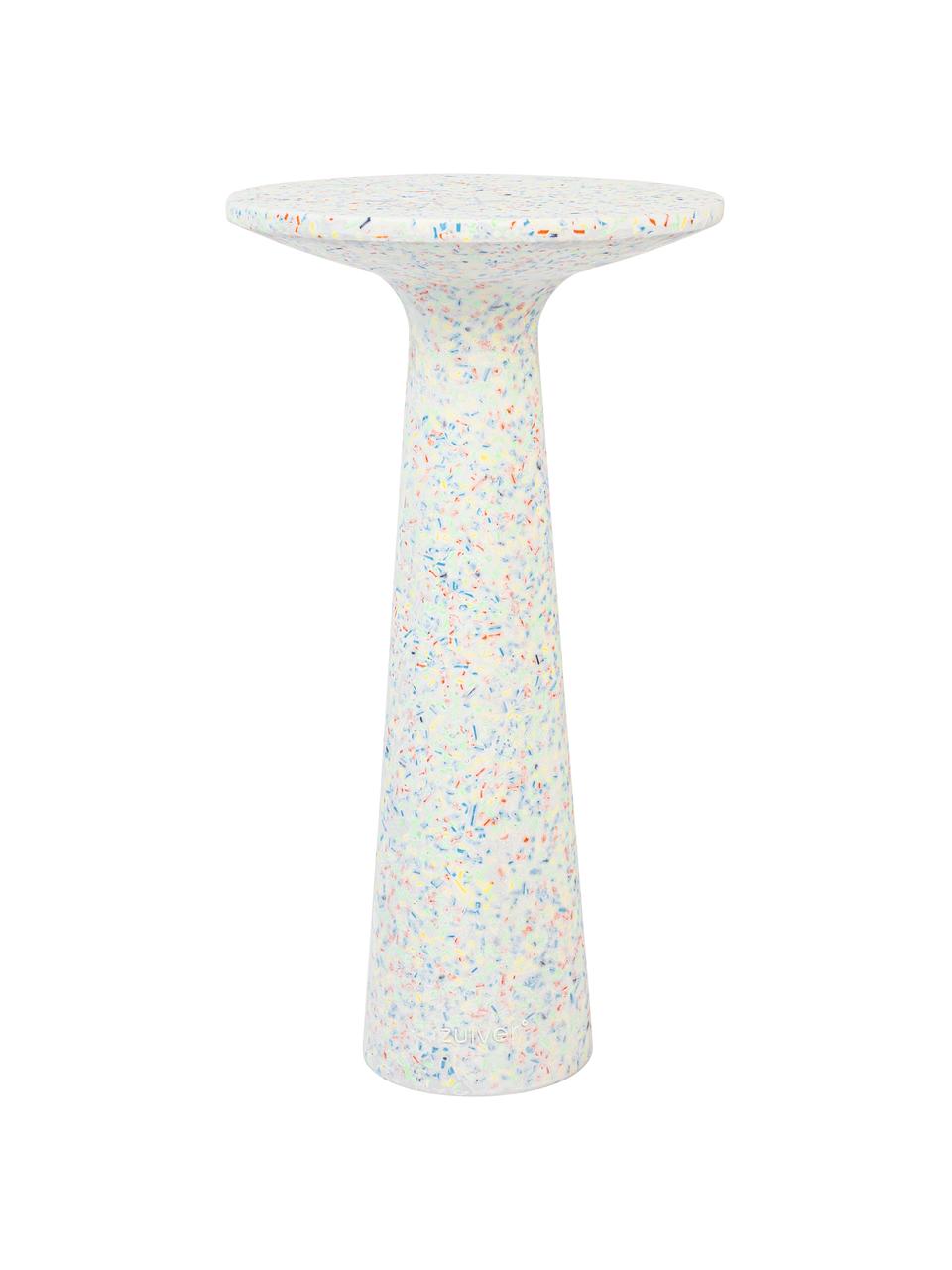 Okrúhly záhradný pomocný stolík Victoria, Terrazzo, recyklovaný plast, polyresin, Biela, viacfarebná, Ø 30 x V 56 cm