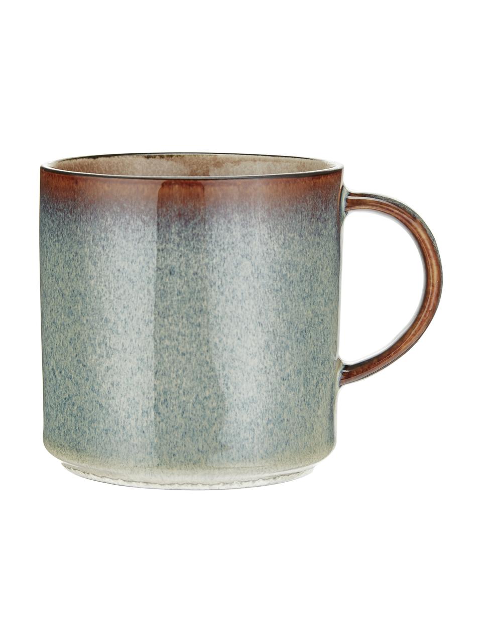 Tazas de café artesanales Quintana Amber, 2 uds., Porcelana, Ámbar, marrón, azul, Ø 9 x Al 9 cm