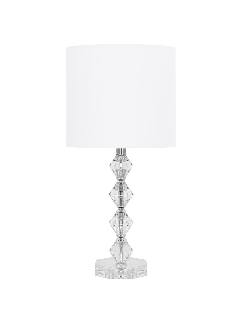 Lampa stołowa ze szkła kryształowego Diamond, Biały, transparentny, Ø 25 x W 53 cm