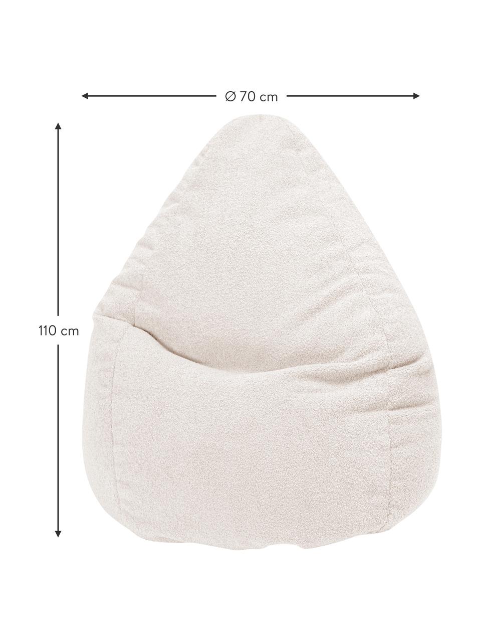 Fauteuil poire en tissu bouclé Woolly, Bouclé blanc cassé, Ø 70 x haut. 110 cm