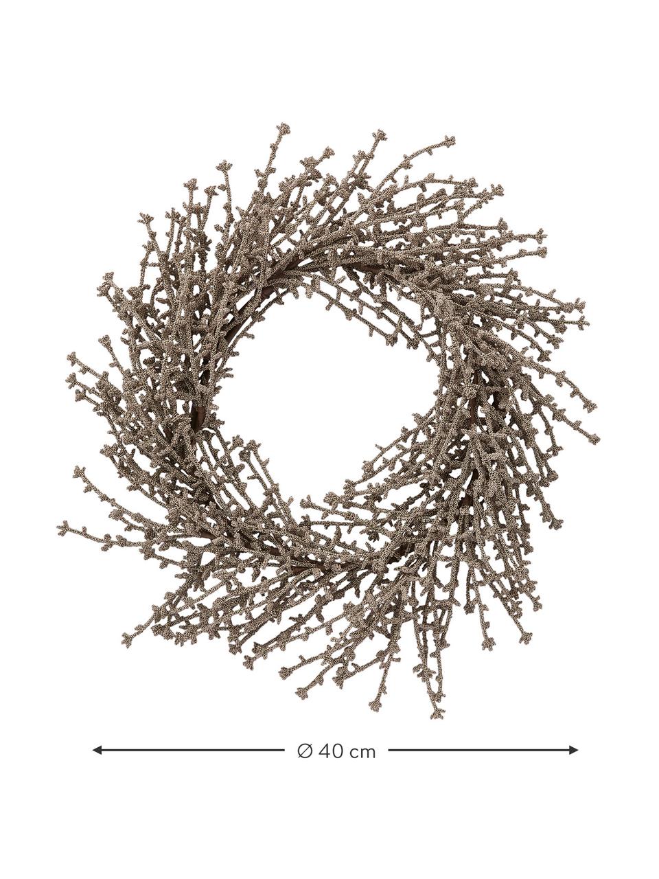 Corona navideña artesanal Florisa, Plástico, Champán, Ø 40 x Al 6 cm