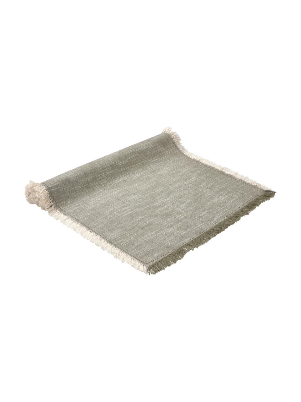 Bavlnený stolový behúň so strapcami Ivory, 100 %  bavlna, Zelená, Š 40 x D 150 cm