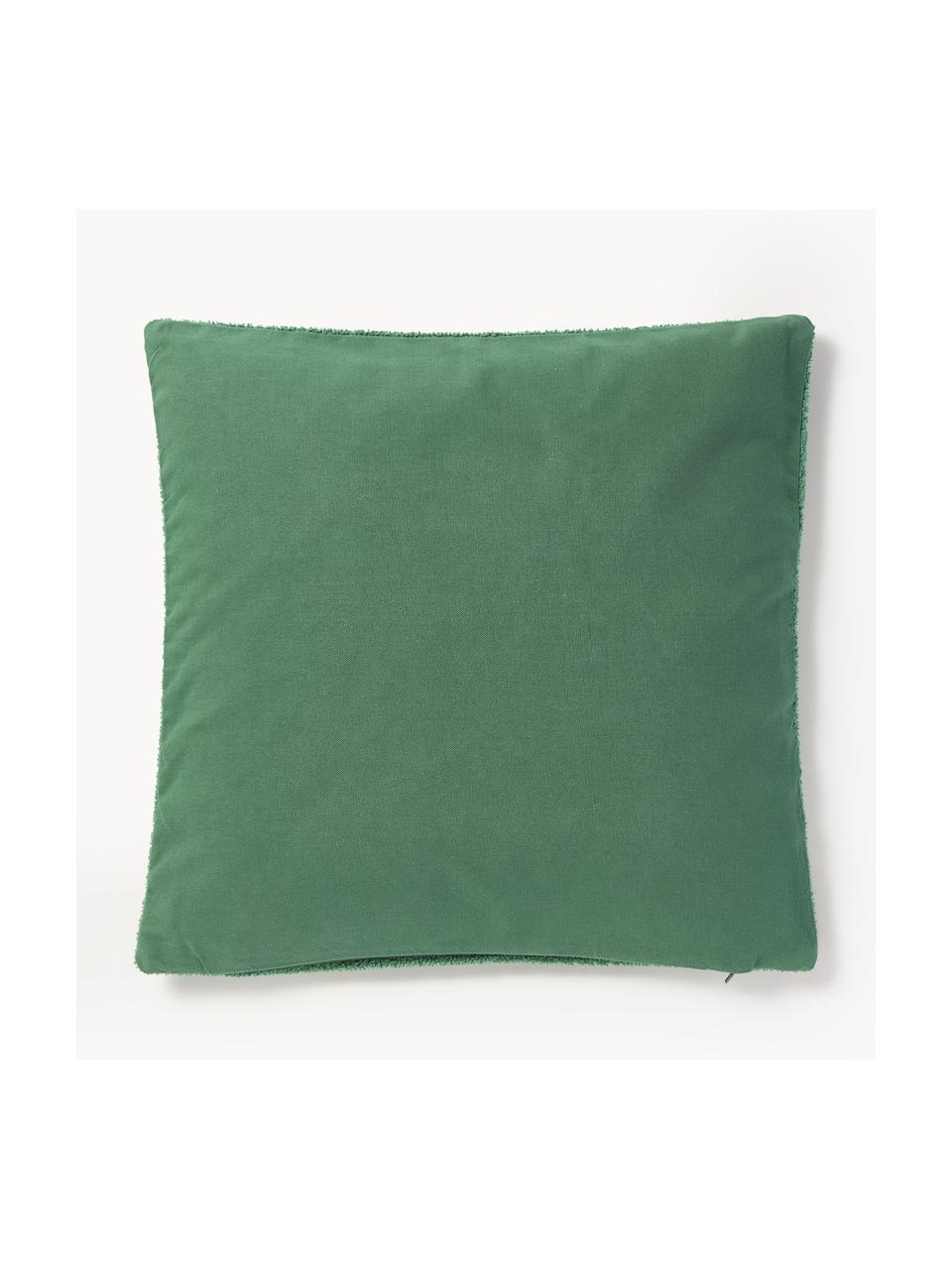 Copricuscino invernale con scritta Janara, 100% cotone, Verde, bianco, Larg. 45 x Lung. 45 cm