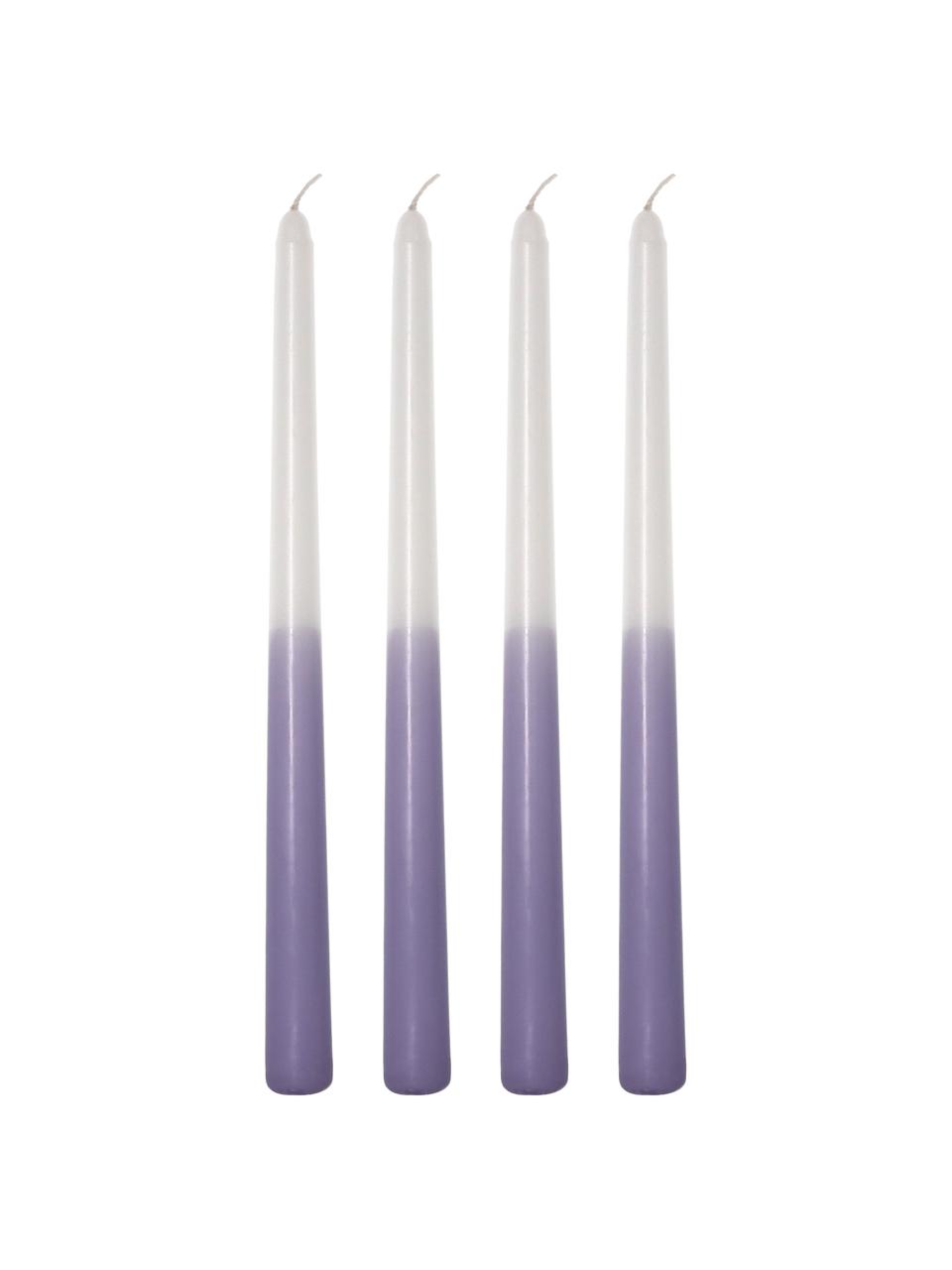 Chandelle lilas/blanc Dubli, 4 pièces, Cire, Lilas, blanc, Ø 2 x haut. 31 cm