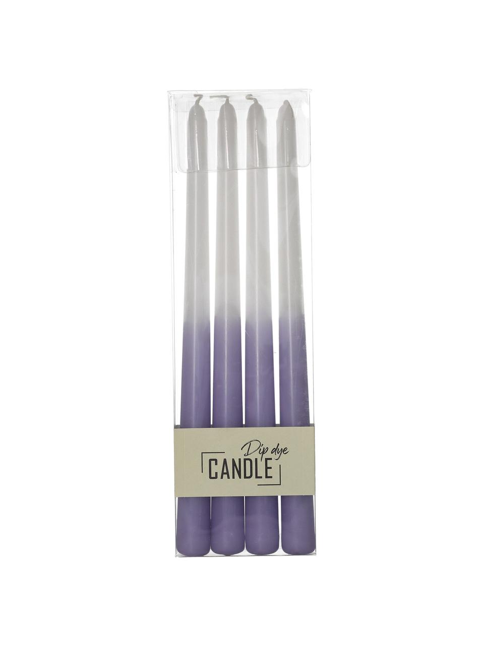 Chandelle lilas/blanc Dubli, 4 pièces, Cire, Lilas, blanc, Ø 2 x haut. 31 cm