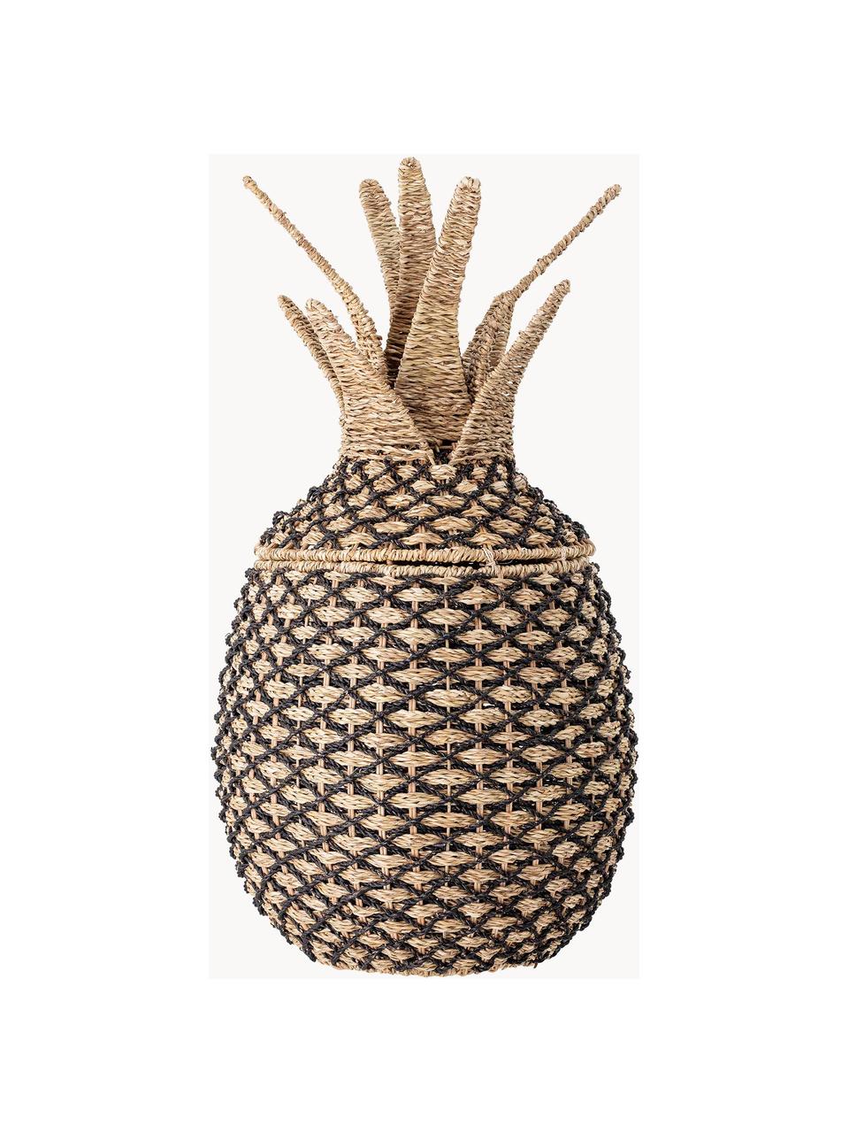 Aufbewahrungskorb Rosamaj in Ananas-Form, Pandan, Beige, Schwarz, Ø 40 x H 80 cm