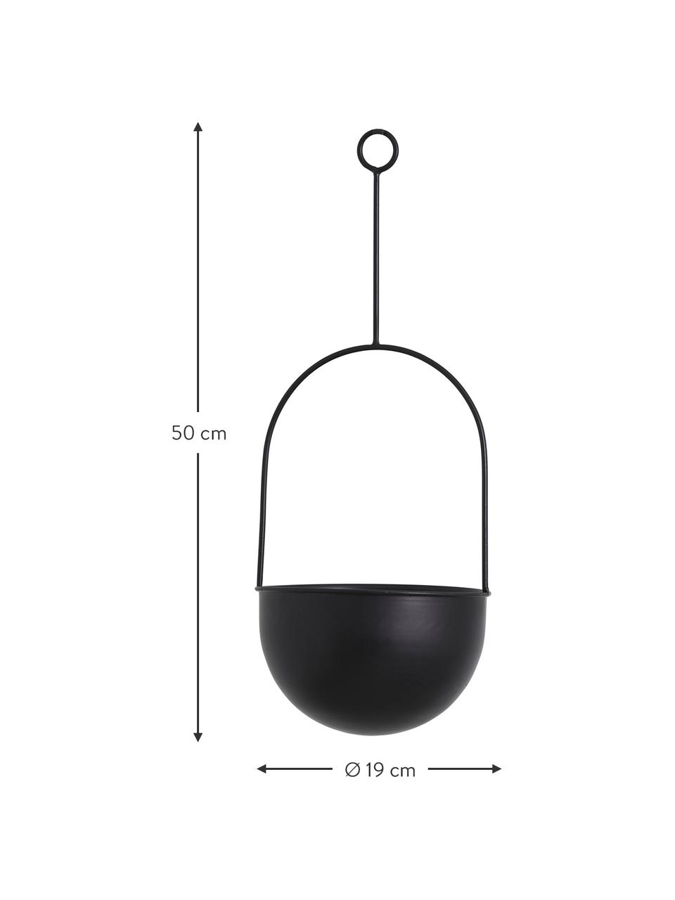 Cache-pot à suspendre métal Torcello, Métal, enduit, Noir, Ø 19 x haut. 50 cm