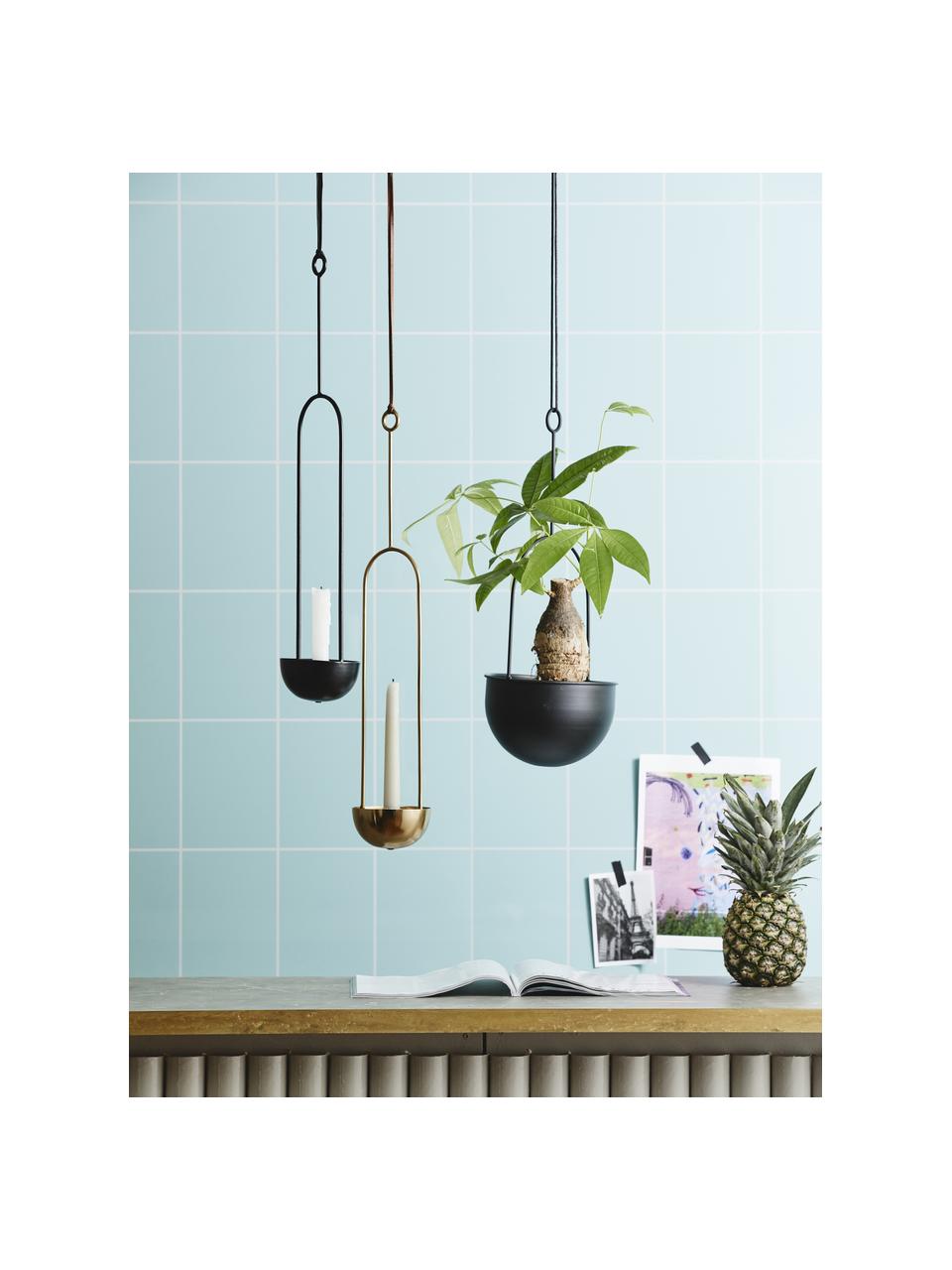 Hangende plantenpot Torcello van metaal, Gecoat metaal, Zwart, Ø 19 x H 50 cm