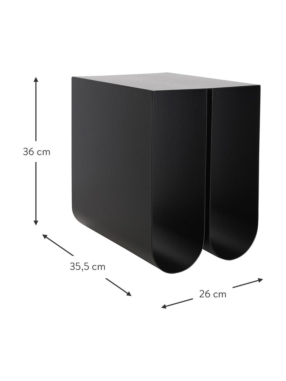 Table d'appoint en métal Curved, Acier, revêtement par poudre, Noir, larg. 26 x long. 36 cm
