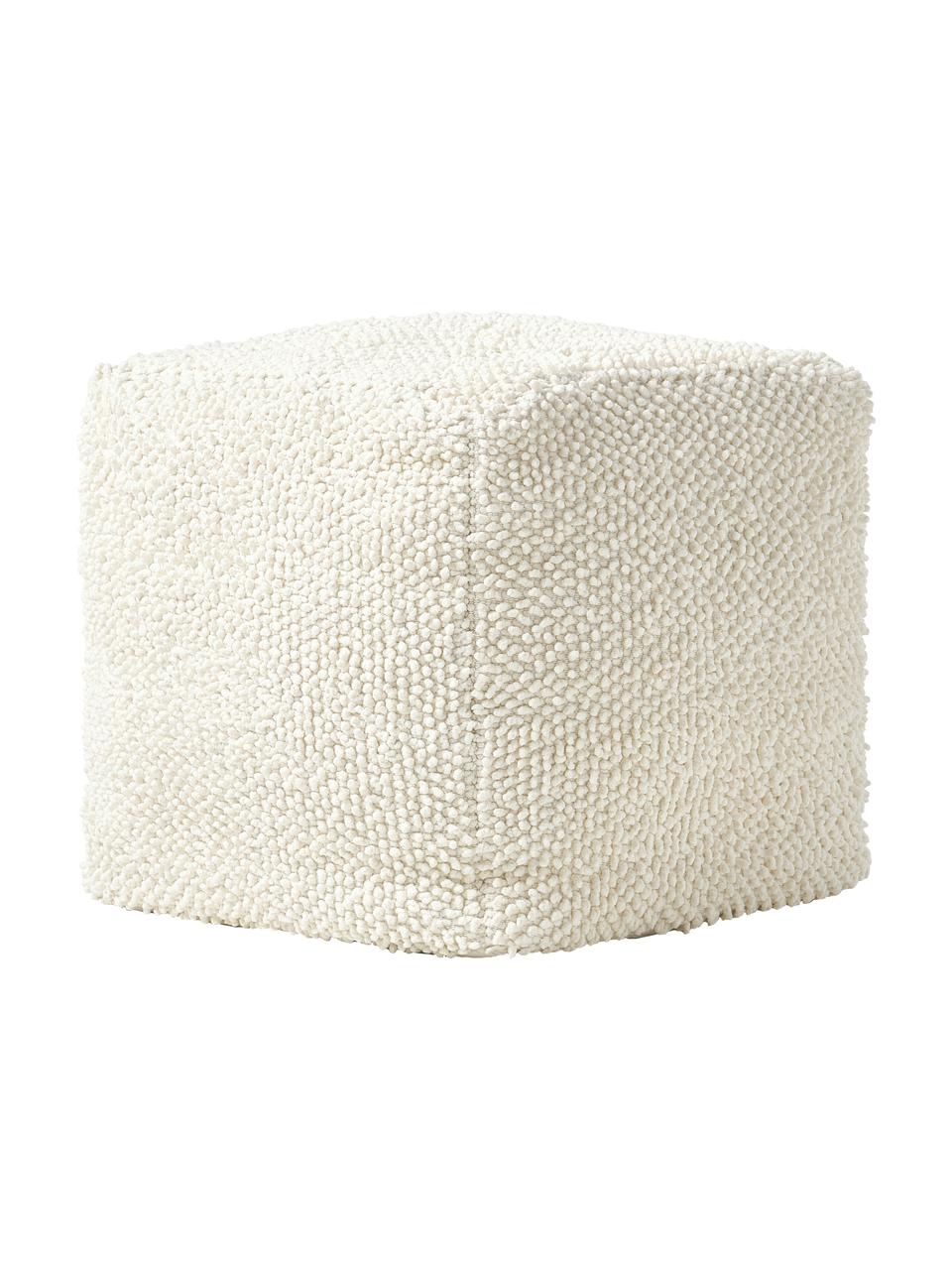 Pouf en coton Indi, Blanc crème, larg. 45 x long. 45 cm