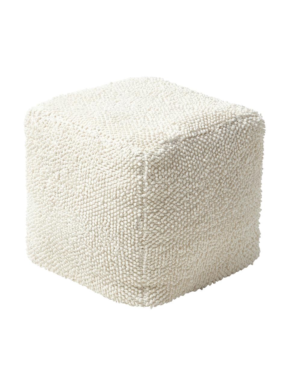 Puf z bawełny Indi, Tapicerka: 100% bawełna, Kremowobiały, S 45 x W 45 cm