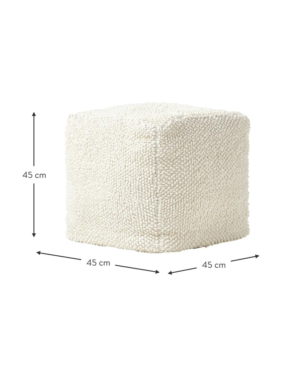 Pouf in cotone Indi, Rivestimento: 100% cotone, Bianco crema, Larg. 45 x Alt. 45 cm