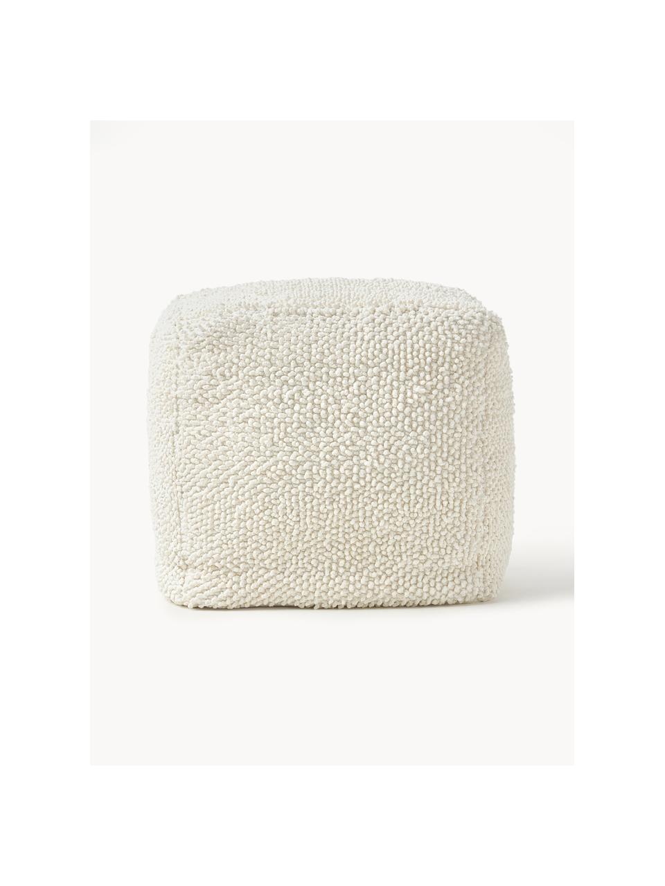 Baumwoll-Pouf Indi, Bezug: 100 % Baumwolle, Off White, B 45 x H 45 cm