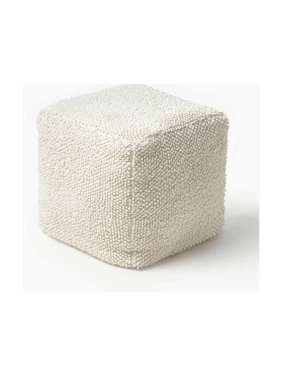 Pouf en coton Indi, Blanc cassé, larg. 45 x long. 45 cm