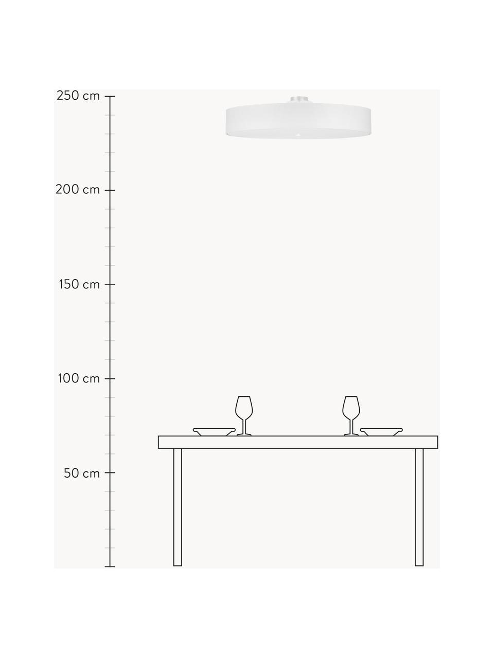 Grosse Deckenleuchte Herra, handgefertigt, Lampenschirm: Stoff, Diffusorscheibe: Glas, Weiss, Ø 80 x H 20 cm