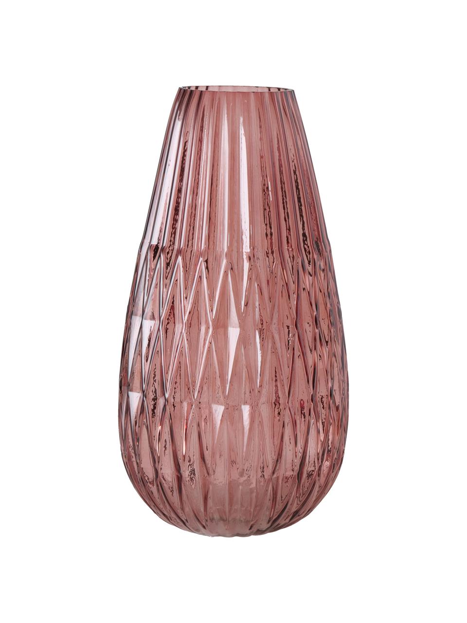 Velká skleněná váza Rubina, Barevné sklo, Růžová, Ø 20 cm, V 36 cm