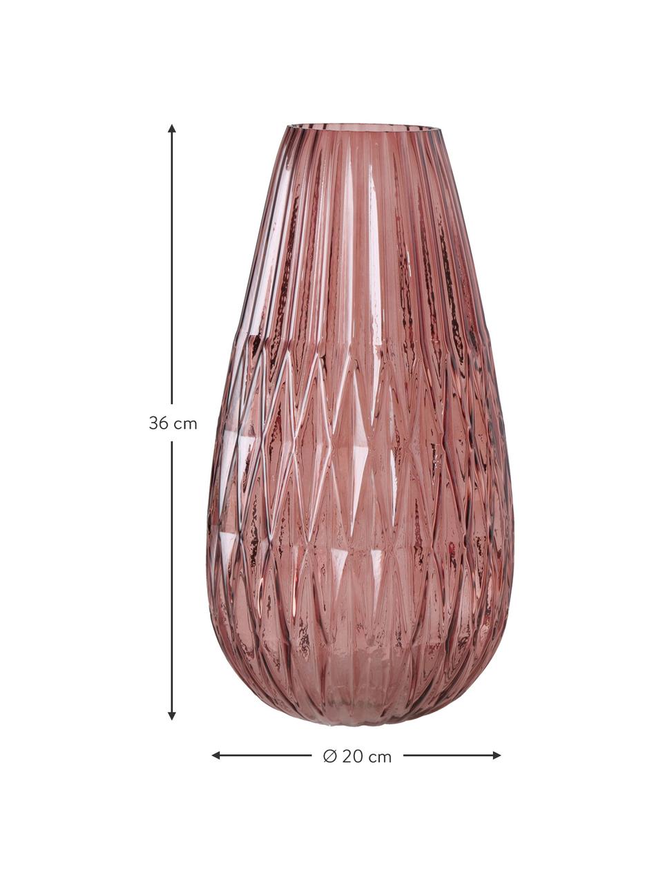 Vaso grande in vetro Rubina, Vetro colorato, Rosa, Ø 20 x Alt. 36 cm