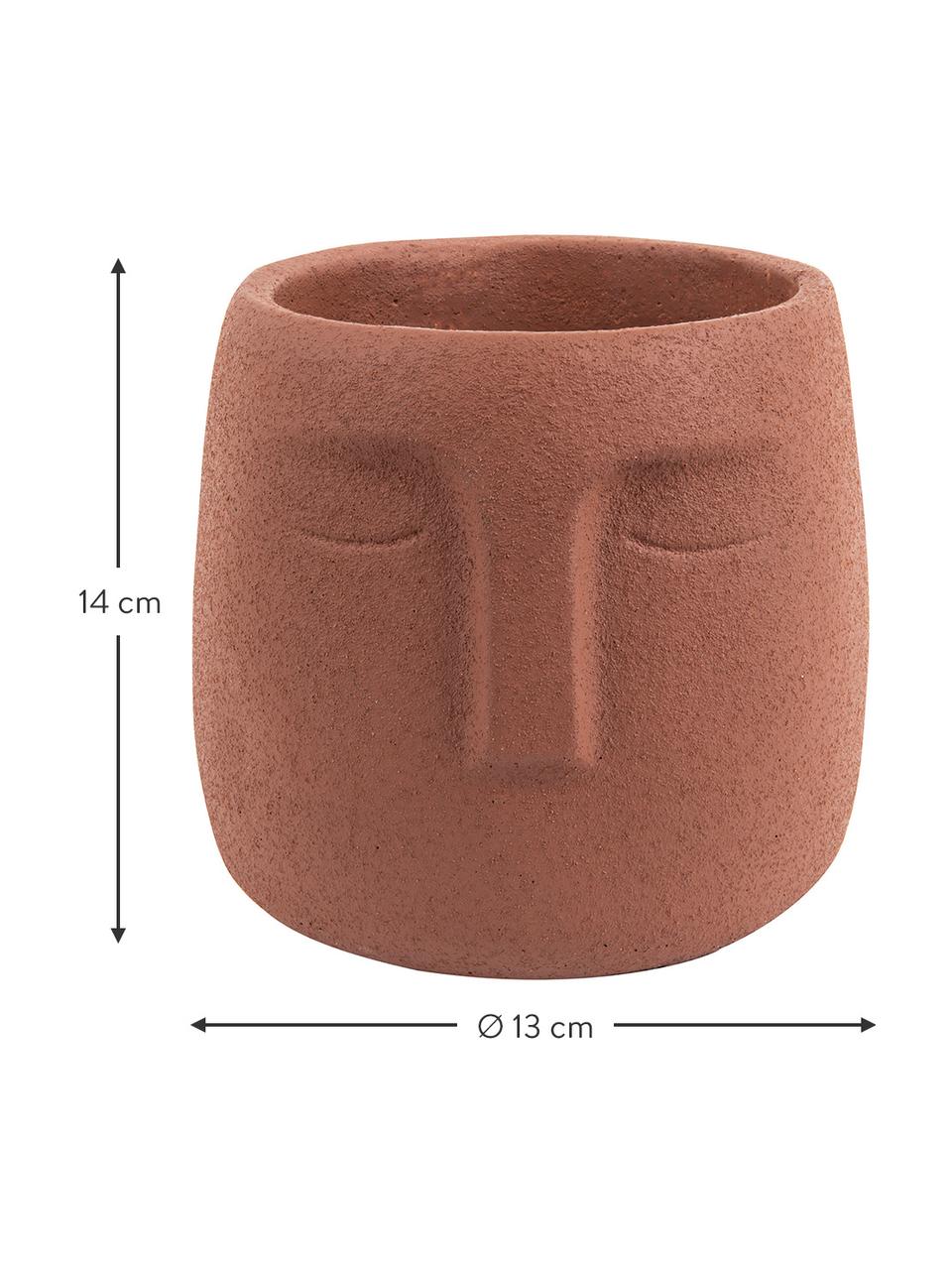 Kleiner Beton-Übertopf Face in Terrakotta, Keramik, Braun, Ø 12,5 x H 14 cm