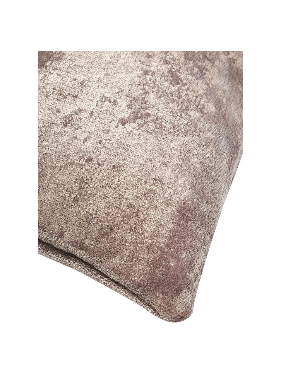 Fluwelen kussenhoes Shiny met glinsterend vintage patroon, 100% polyester fluweel, Taupe, goudkleurig, B 40 x L 40 cm