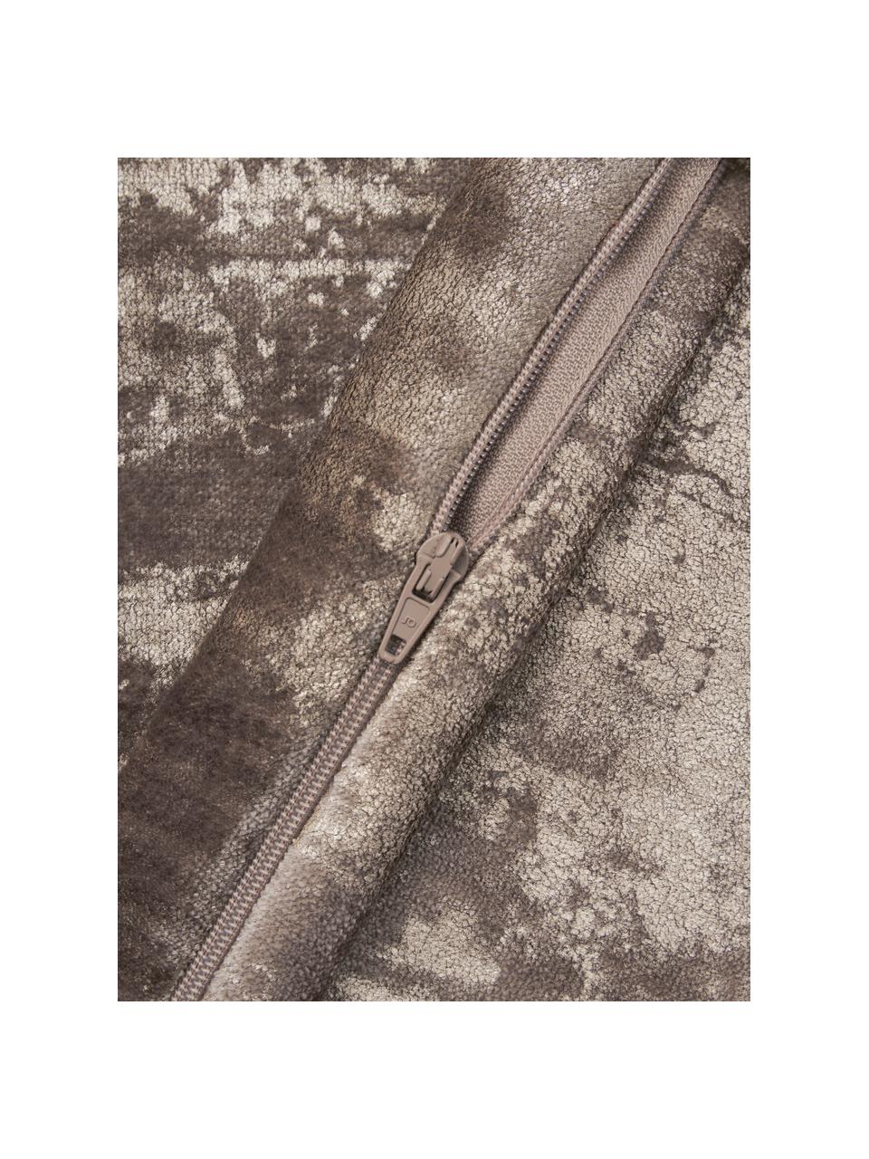 Sametový povlak na polštář s třpytivým vintage vzorem Shiny, 100 % polyesterový samet, Taupe, zlatá, Š 40 cm, D 40 cm