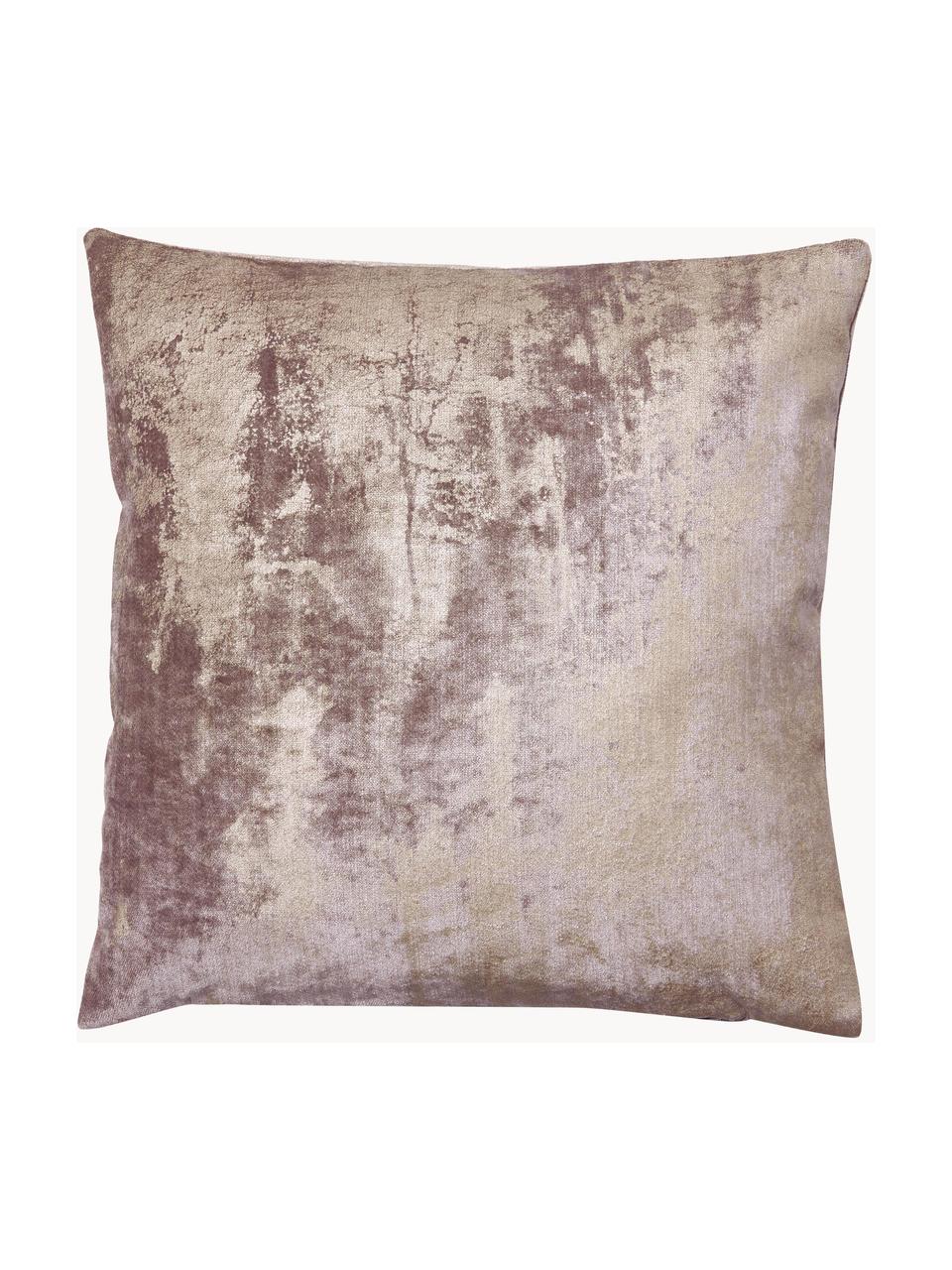 Fluwelen kussenhoes Shiny met glinsterend vintage patroon, 100% polyester fluweel, Taupe, goudkleurig, B 40 x L 40 cm