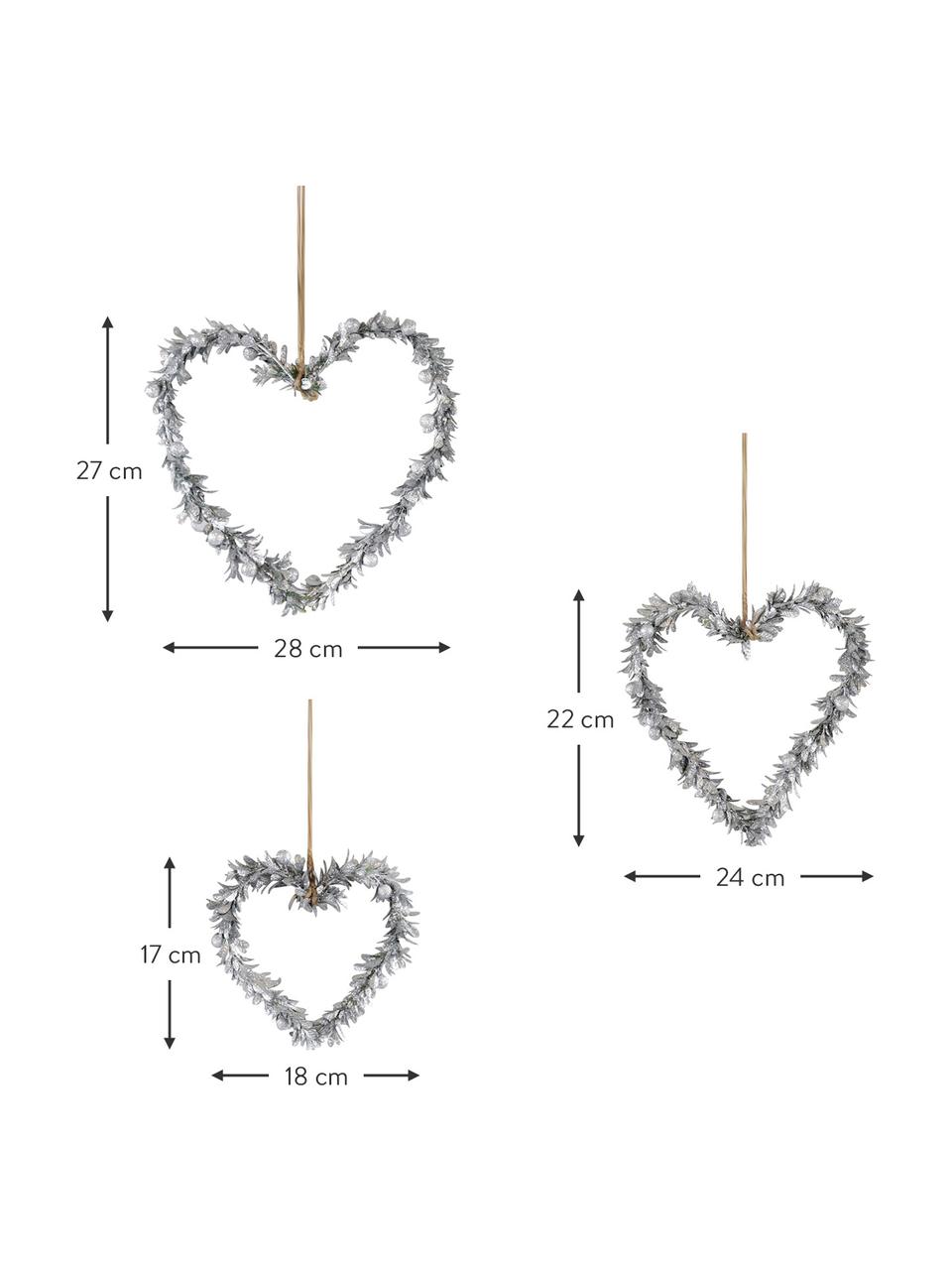 Deko-Anhänger Lovely, 3er-Set, Kunststoff, Metall, Holz, Silberfarben, Set mit verschiedenen Größen