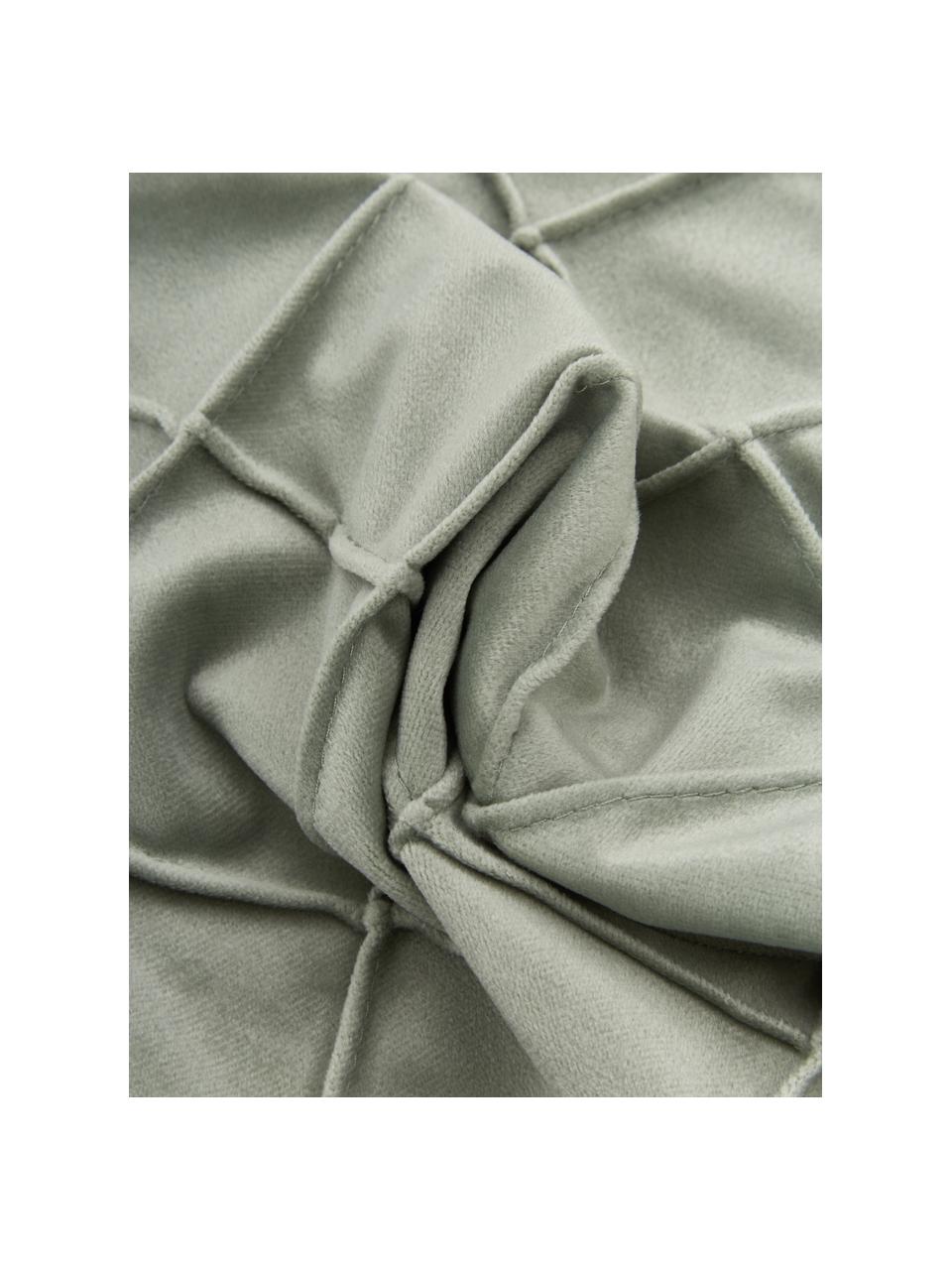 Fluwelen kussenhoes Luka in saliegroen met structuur-ruitpatroon, Fluweel (100% polyester), Saliegroen, B 30 x L 50 cm