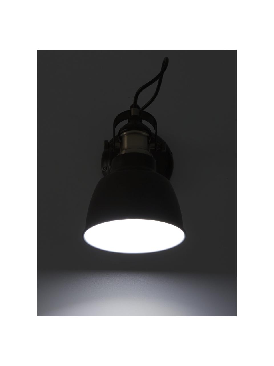 Nástenná lampa Thornford, Čierna, mosadzná