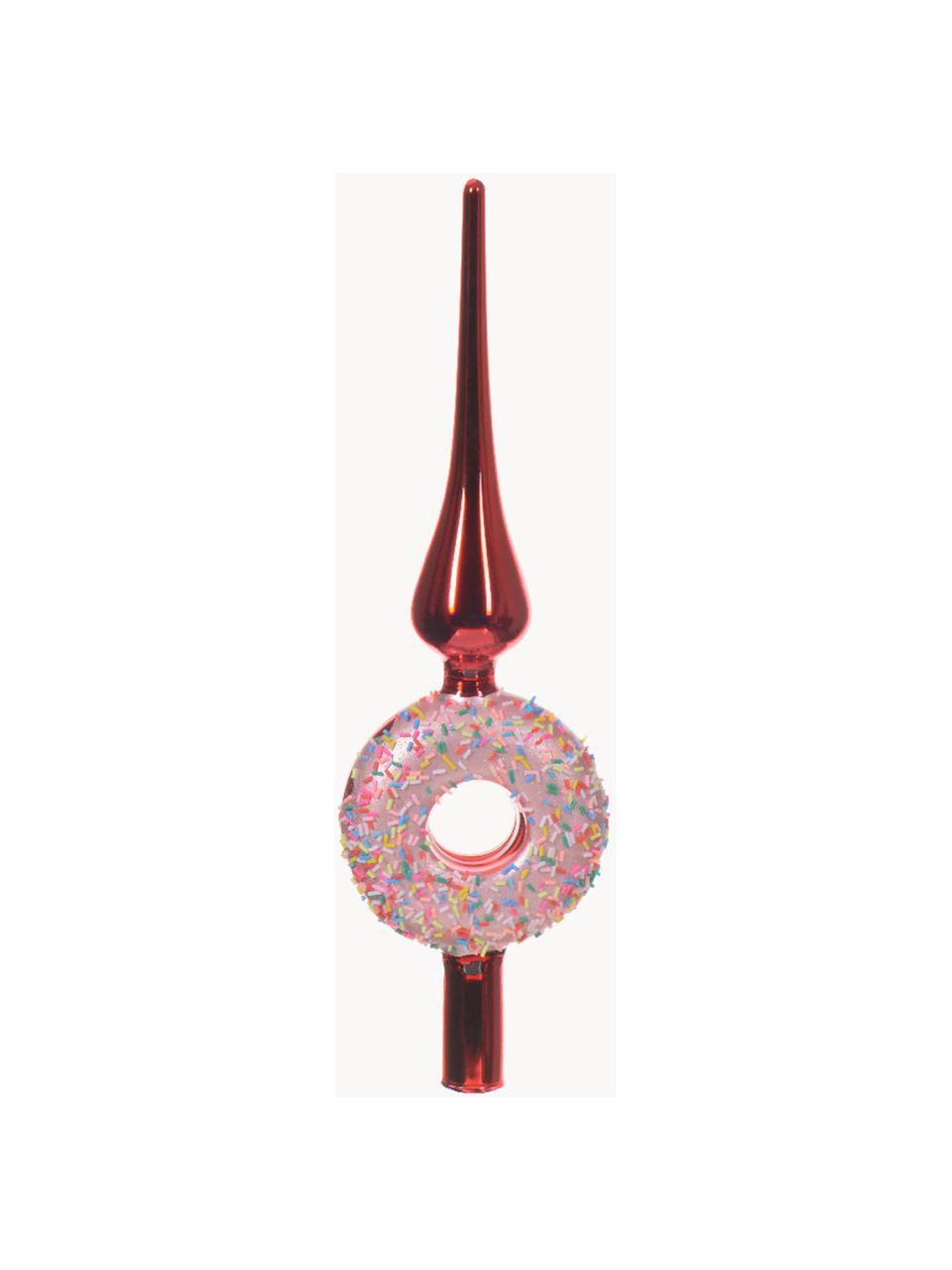 Špice na vánoční stromeček Donut, Sklo, Červená, růžová, Ø 9 cm, V 31 cm