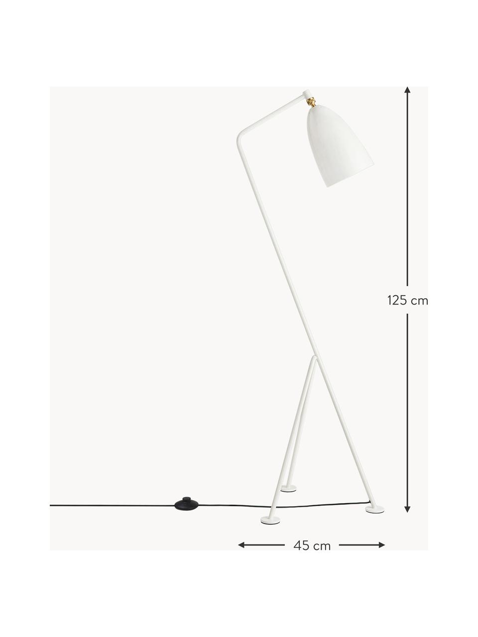 Lámpara de lectura pequeña regulable Gräshoppa, Lámpara: acero con pintura en polv, Cable: plástico, Blanco brillante, Al 125 cm
