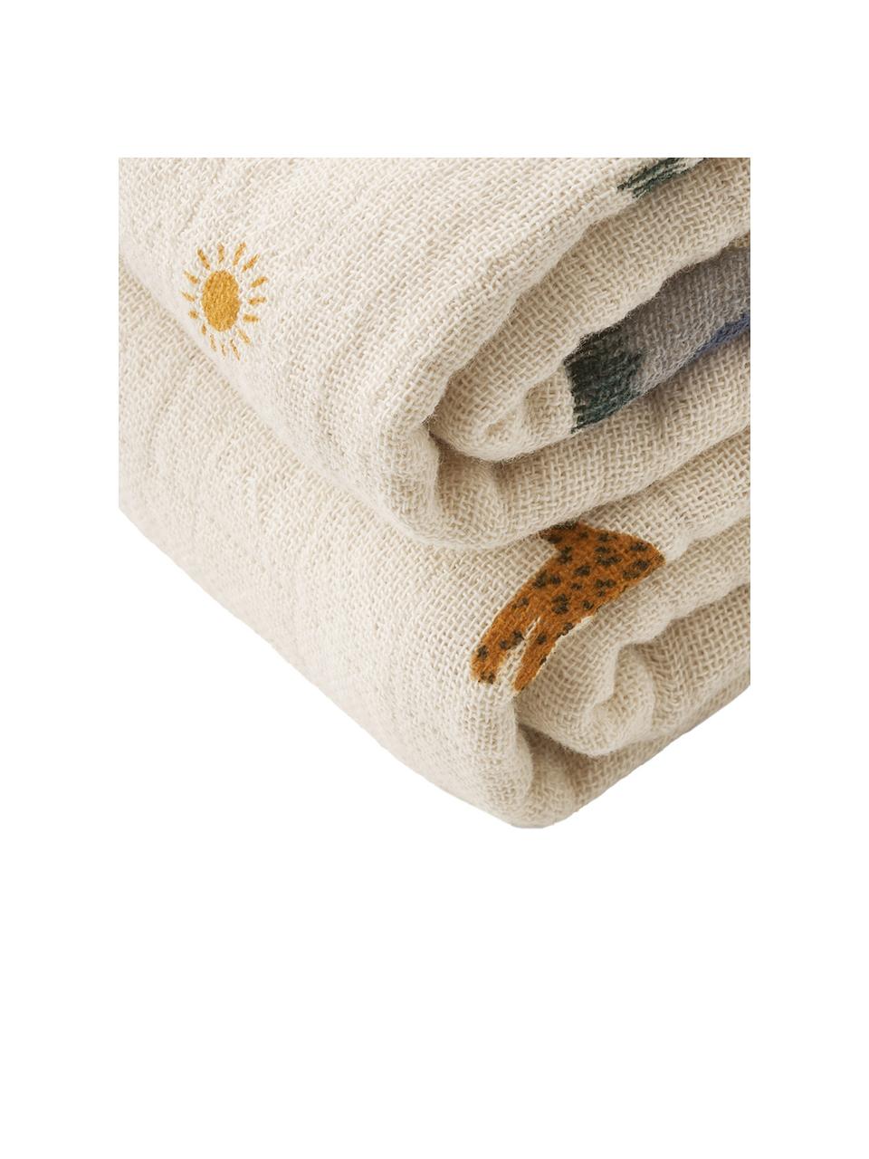 Wickeltücher-Set Lewis aus Bio-Baumwolle, 2er-Set, 100% Bio-Baumwolle, Beige, Mehrfarbig, B 65 x L 65 cm
