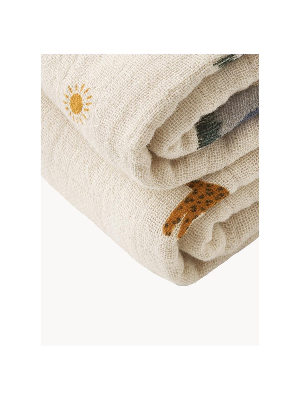 Mantas para envolver bebés de algodón ecológico Lewis, 2 uds., 100% algodón ecológico, Beige claro, multicolor, An 65 x L 65 cm